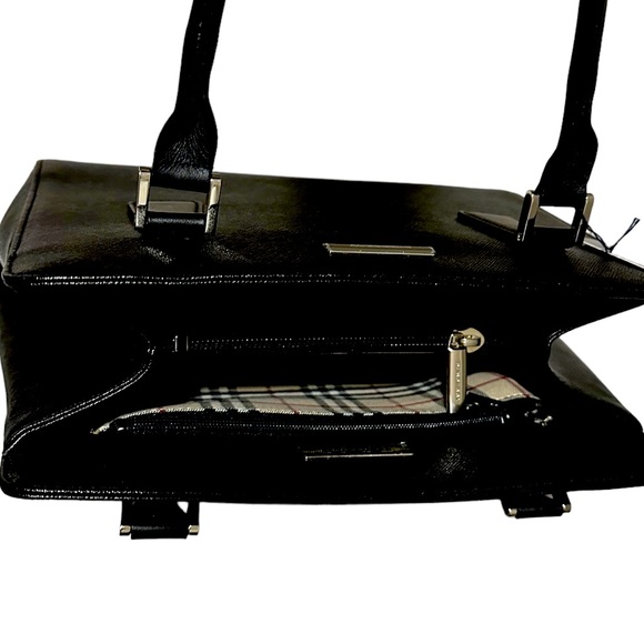 BURBERRY hand Bag NOVA Check Saffiano Leather Black - Picture 6 of 9